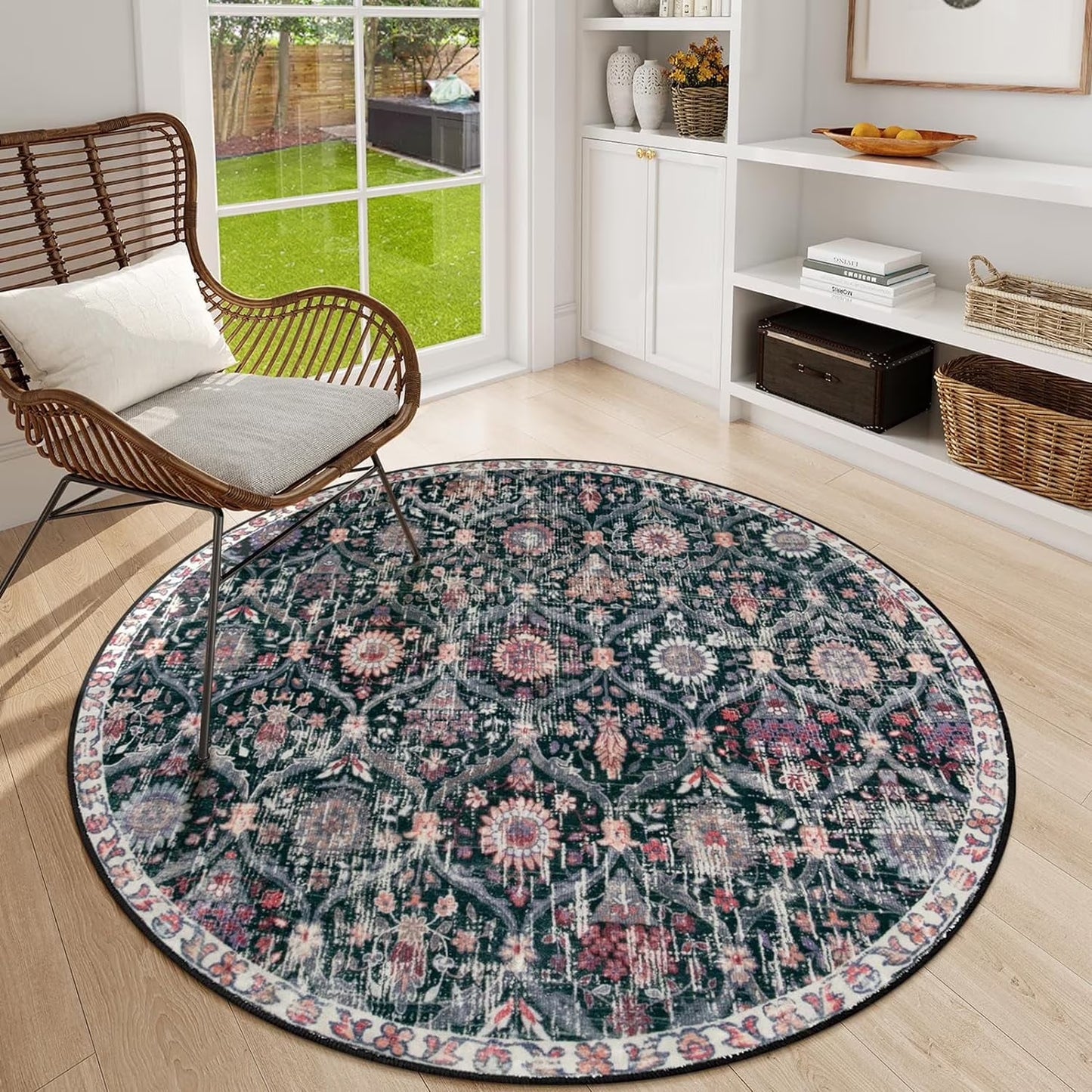 Moynesa Area Rug for Living Room Indoor Non-Slip Moroccan Trellis Washable Mat Large Oriental Accent Throw Rug for Kitchen Entryway Bathroom Bedroom Office Carpet