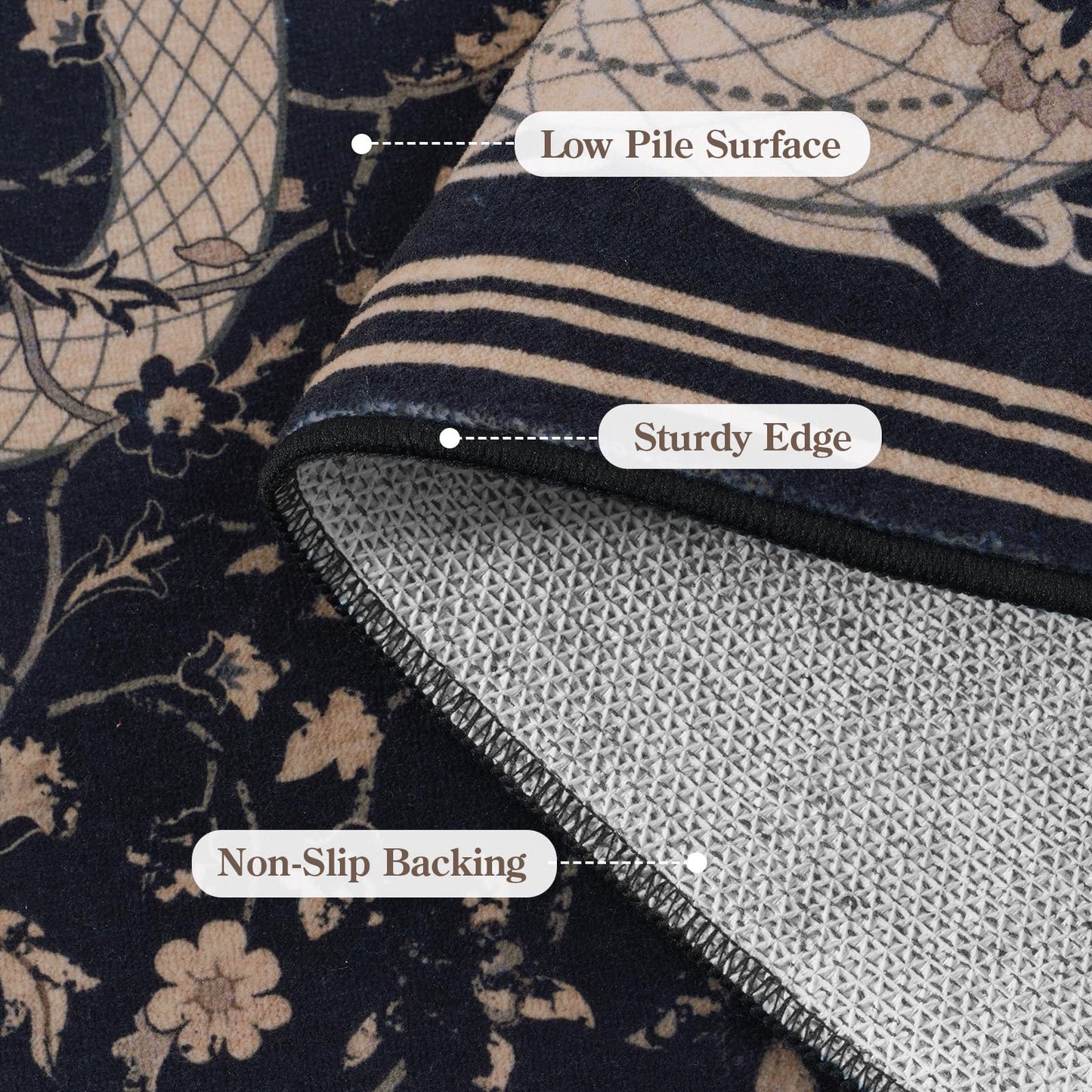 Moynesa Washable Area Rug - Snake Rug for Living Room, Non-Slip Soft Bedroom Rugs, Low Pile Indoor Carpet for Dining Room Home Office