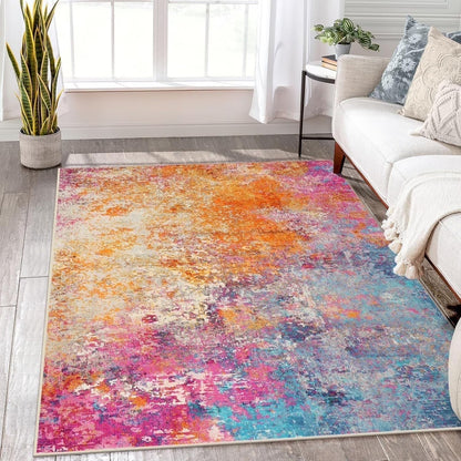 Moynesa Modern Abstract Round Rug,Gray Kitchen Rugs Soft Bedroom Circle Rugs Washable Living Room Mat, Contemporary Large Indoor Office Carpet for Mudroom Kitchen Apartment Basement