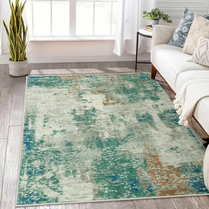 Moynesa Modern Abstract Round Rug,Gray Kitchen Rugs Soft Bedroom Circle Rugs Washable Living Room Mat, Contemporary Large Indoor Office Carpet for Mudroom Kitchen Apartment Basement