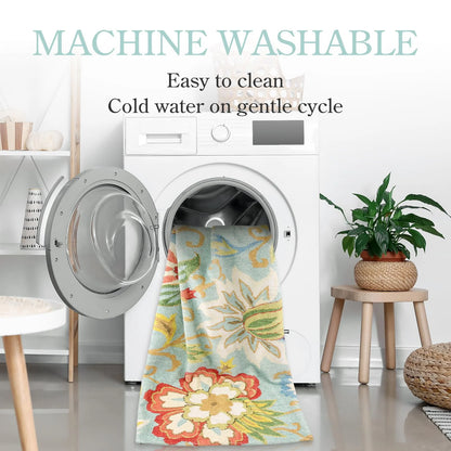 Lahome Collection Modern Floral Area Rug, Non-Slip Vintage Area Rug Accent Distressed Throw Rugs Floor Carpet for Living Room Bedrooms Decor, Paisley
