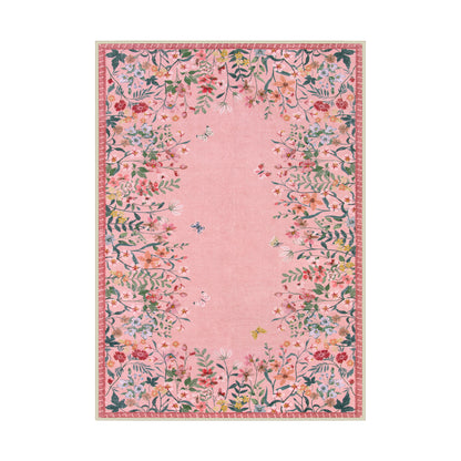 Wonnitar Floral Washable Rug, Rugs for Bedroom, Soft Low Pile Living Room Area Rug, Non-Slip Throw Carpet for Nursery Playroom