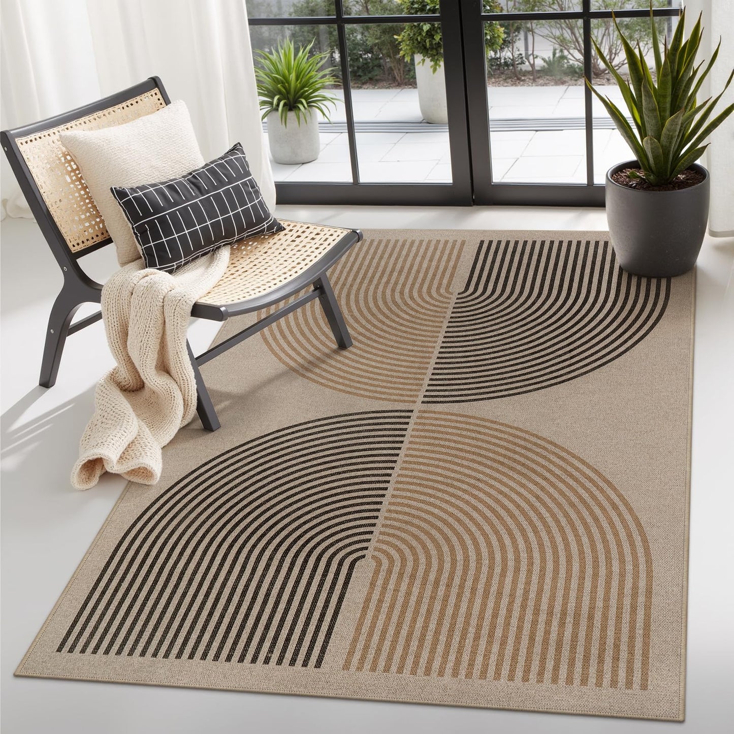 RUG ROBOT Modern Rainbow Easy Jute Rug, Patio Rug Washable Rugs for Entryway Farmhouse Area Rug, Non Slip Indoor Door Mat Contemporary Throw Rug for Laundry Guestroom Room Patio Decor