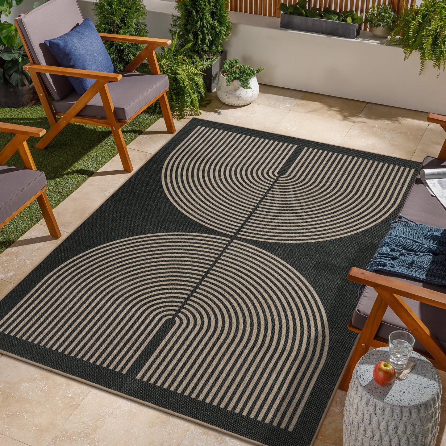 RUG ROBOT Modern Rainbow Easy Jute Rug, Patio Rug Washable Rugs for Entryway Farmhouse Area Rug, Non Slip Indoor Door Mat Contemporary Throw Rug for Laundry Guestroom Room Patio Decor