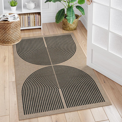 RUG ROBOT Modern Rainbow Easy Jute Rug, Patio Rug Washable Rugs for Entryway Farmhouse Area Rug, Non Slip Indoor Door Mat Contemporary Throw Rug for Laundry Guestroom Room Patio Decor