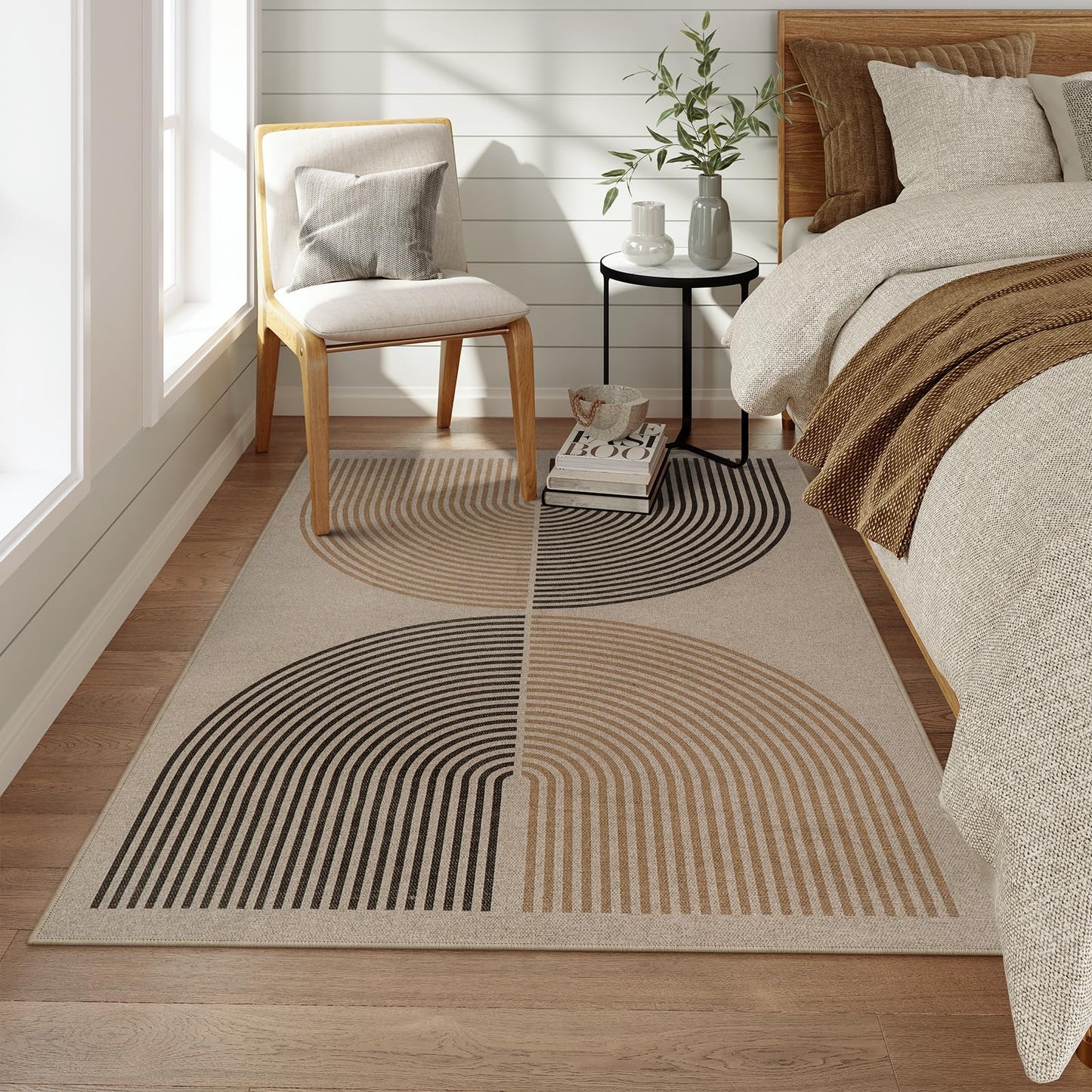 RUG ROBOT Modern Rainbow Easy Jute Rug, Patio Rug Washable Rugs for Entryway Farmhouse Area Rug, Non Slip Indoor Door Mat Contemporary Throw Rug for Laundry Guestroom Room Patio Decor