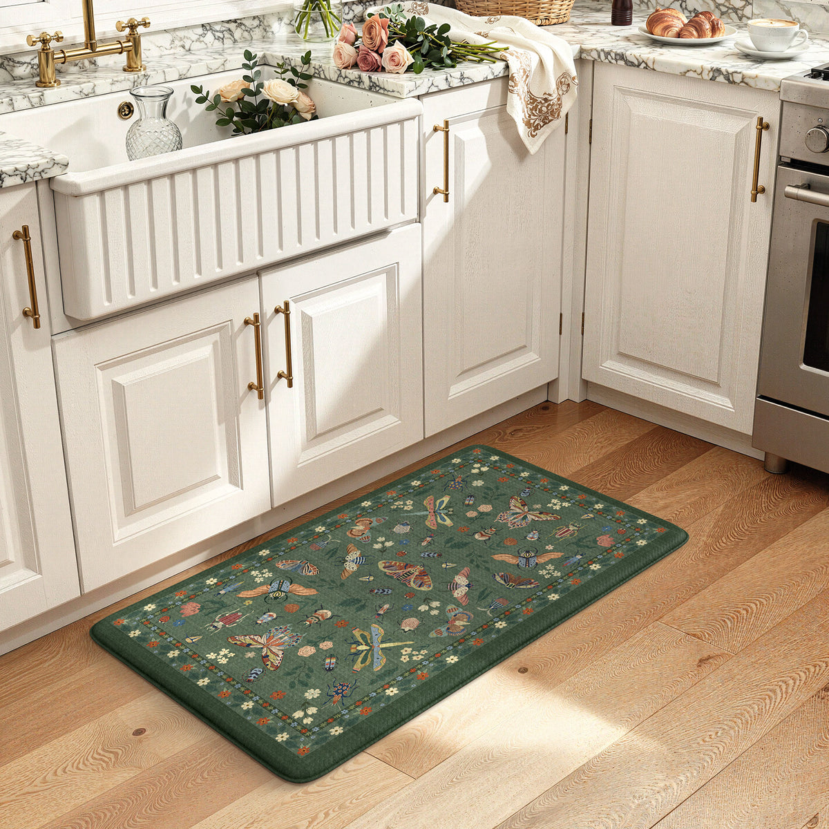 Wonnitar Kitchen Mats for Floor, Anti Fatigue Runner Rug 2 Piece Set, Non Slip Waterproof Cushioned Rug for Kitchen, Moth Comfort Standing Mat for Sink & Office