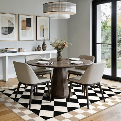 Wonnitar Checkered Area Rug, Washable Checkerboard Rug for Living Room, Non Slip Soft Low Pile Geometric Indoor Carpet for Bedroom, Nursery, Office