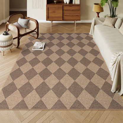 SUNDEREY Modern Geometric Area Rug,Large Washable Living Room Rug,Checkerboard Indoor Outdoor Carpet, Farmhouse Checkered Non Slip Black Carpet for Dining Room Table Apartment Walmart Walmart 5' x 7' Khaki/ Coline