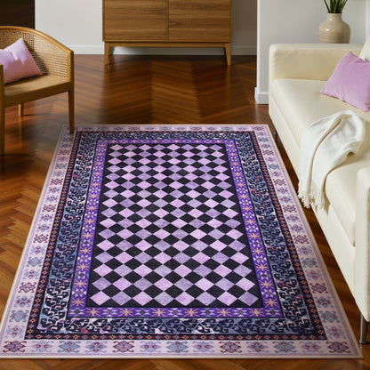 RUG ROBOT Washable Checkered Entryway Rugs, Non Slip Door Mat Indoor Entrance, Soft Stain Resistant Kitchen Mats for Floor, Small Throw Rug for Bathroom Entryway Bedroom