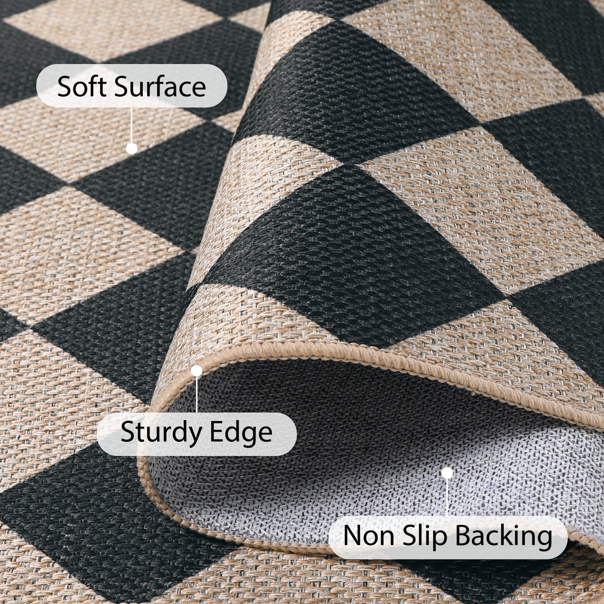 SUNDEREY Modern Geometric Area Rug,Large Washable Living Room Rug,Checkerboard Indoor Outdoor Carpet, Farmhouse Checkered Non Slip Black Carpet for Dining Room Table Apartment Walmart Walmart