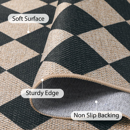 SUNDEREY Modern Geometric Area Rug,Large Washable Living Room Rug,Checkerboard Indoor Outdoor Carpet, Farmhouse Checkered Non Slip Black Carpet for Dining Room Table Apartment Walmart Walmart