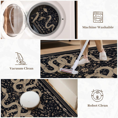 Moynesa Washable Area Rug - Snake Rug for Living Room, Non-Slip Soft Bedroom Rugs, Low Pile Indoor Carpet for Dining Room Home Office