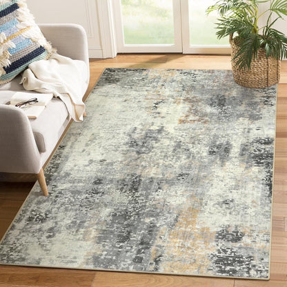 Moynesa Modern Abstract Round Rug,Gray Kitchen Rugs Soft Bedroom Circle Rugs Washable Living Room Mat, Contemporary Large Indoor Office Carpet for Mudroom Kitchen Apartment Basement