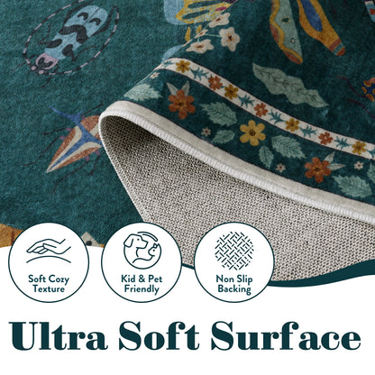 Moynesa Insect Area Rugs Washable Rug for Living Room Soft Natural Bedroom Rug Bug Accent Carpet for Dining Room Nursery Office Stain Resistant Non Slip