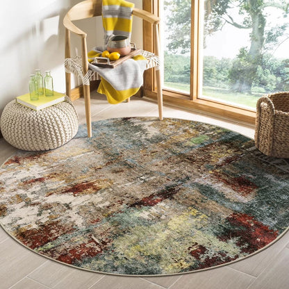 Moynesa Modern Abstract Round Rug,Gray Kitchen Rugs Soft Bedroom Circle Rugs Washable Living Room Mat, Contemporary Large Indoor Office Carpet for Mudroom Kitchen Apartment Basement