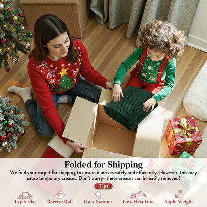 SUNDEREY Christmas Hallway Runner Rug, Washable Kitchen Rug, Cotton Woven Reversible Entryway Rug, Holiday Xmas Decor Boho Rug Low-Pile Throw Rug for ‎Dining Room Office,Green&Black