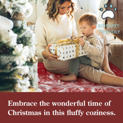 Lahome Christmas Round Rug Area Rug Red Christmas Tree Rug Washable Rug Indoor Carpet Decorative Circle Rug Round Non Slip Soft Rug Holiday Decor for Kitchen Bedroom Nursery