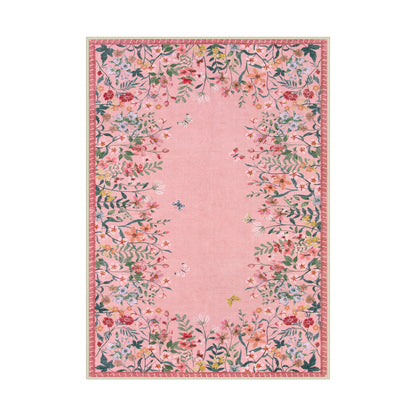 Wonnitar Floral Washable Rug, Rugs for Bedroom, Soft Low Pile Living Room Area Rug, Non-Slip Throw Carpet for Nursery Playroom