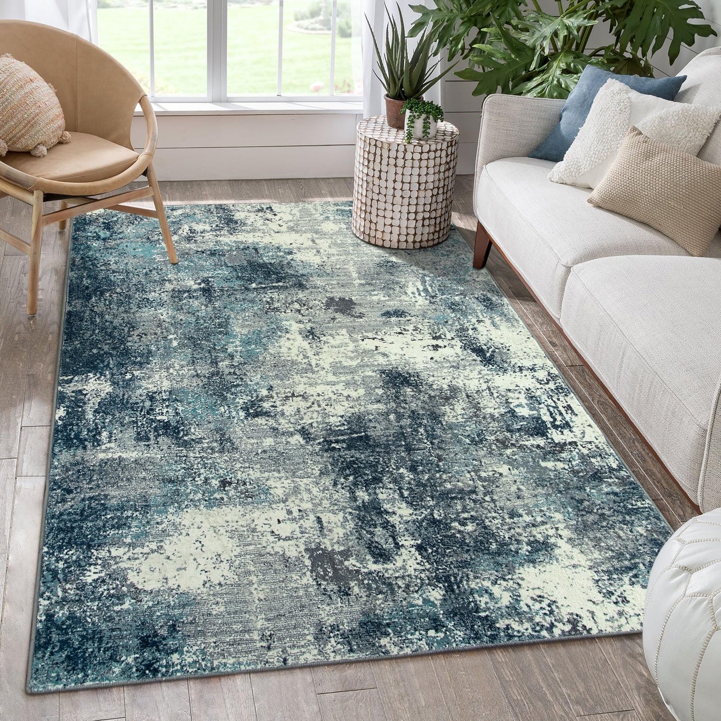 RUG ROBT Abstract Rug, Washable Bathroom Rug Non-Slip,Low-Pile Entryway Rug Indoor Mat,Soft Modern Throw Rug for Entrance Entry Kitchen Bedroom