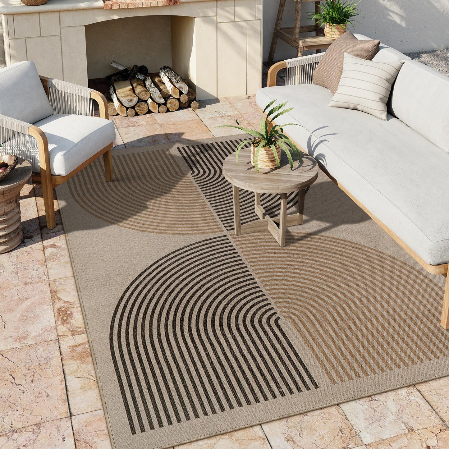 RUG ROBOT Modern Rainbow Easy Jute Rug, Patio Rug Washable Rugs for Entryway Farmhouse Area Rug, Non Slip Indoor Door Mat Contemporary Throw Rug for Laundry Guestroom Room Patio Decor