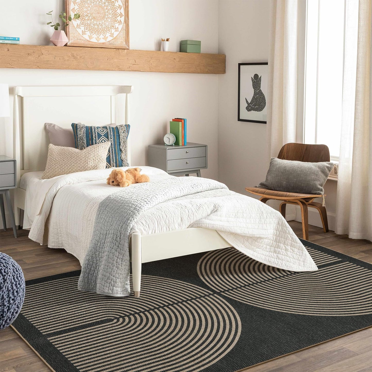 RUG ROBOT Modern Rainbow Easy Jute Rug, Patio Rug Washable Rugs for Entryway Farmhouse Area Rug, Non Slip Indoor Door Mat Contemporary Throw Rug for Laundry Guestroom Room Patio Decor