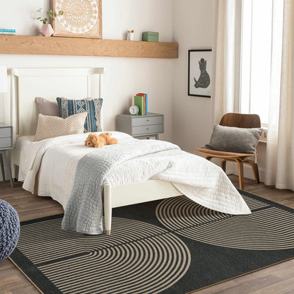 RUG ROBOT Modern Rainbow Easy Jute Rug, Patio Rug Washable Rugs for Entryway Farmhouse Area Rug, Non Slip Indoor Door Mat Contemporary Throw Rug for Laundry Guestroom Room Patio Decor