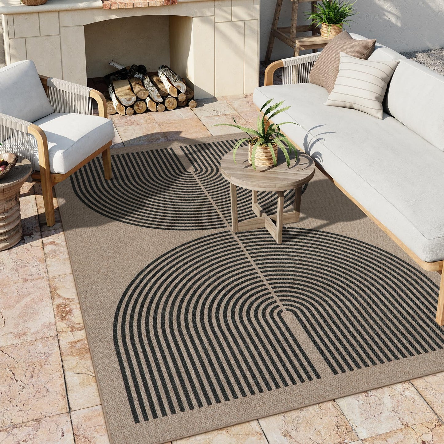 RUG ROBOT Modern Rainbow Easy Jute Rug, Patio Rug Washable Rugs for Entryway Farmhouse Area Rug, Non Slip Indoor Door Mat Contemporary Throw Rug for Laundry Guestroom Room Patio Decor