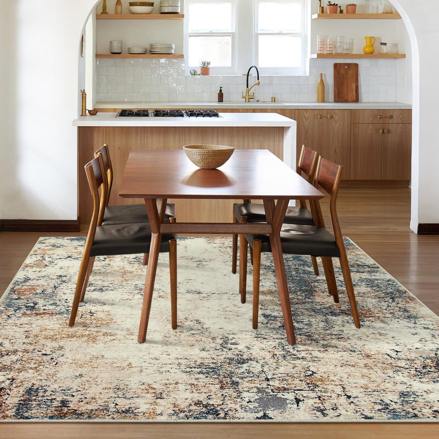 RUG ROBT Abstract Rug, Washable Bathroom Rug Non-Slip,Low-Pile Entryway Rug Indoor Mat,Soft Modern Throw Rug for Entrance Entry Kitchen Bedroom