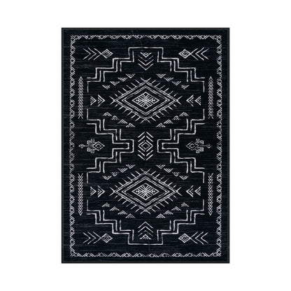 Lahome Moroccan Washable Area Rug - Western & Aztec Tribal Design, Soft Non-Slip Stain Resistant Carpet for Living Room, Bedroom, Dining Room, and Office