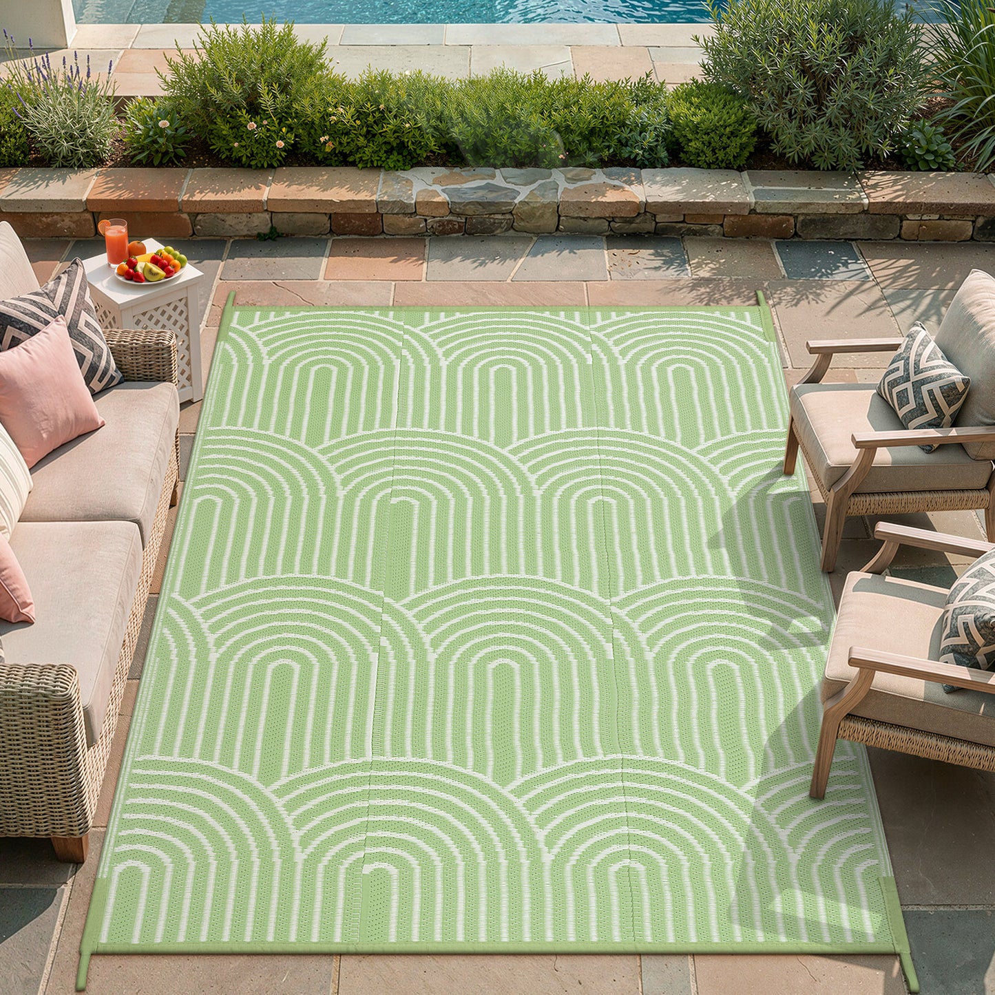 Wonnitar Outdoor Rug Patio Waterproof,Reversible Camping Rugs Plastic Straw Rv Rugs for Outside Under Awning,Portable Lightweight Carpet for Backyard