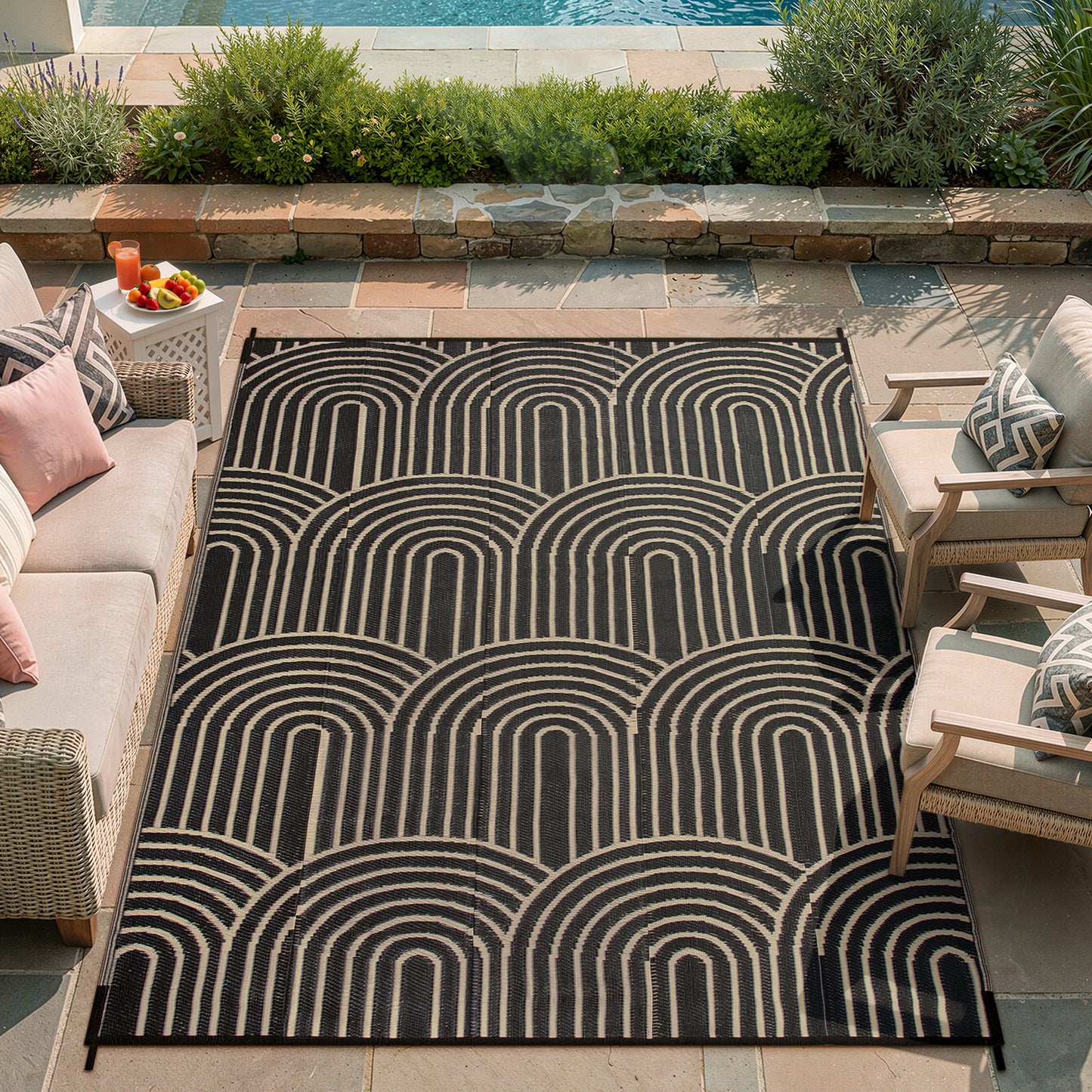 Wonnitar Outdoor Rug Patio Waterproof,Reversible Camping Rugs Plastic Straw Rv Rugs for Outside Under Awning,Portable Lightweight Carpet for Backyard