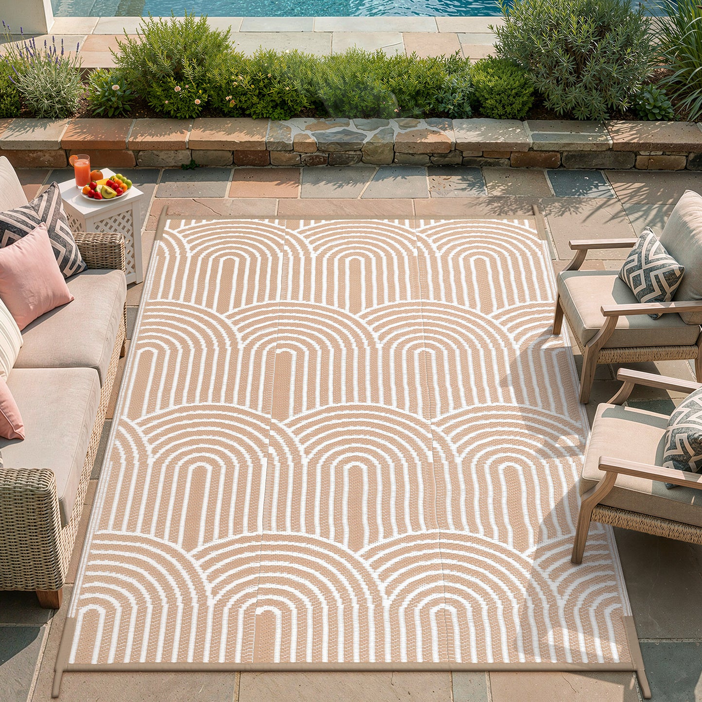 Wonnitar Outdoor Rug Patio Waterproof,Reversible Camping Rugs Plastic Straw Rv Rugs for Outside Under Awning,Portable Lightweight Carpet for Backyard