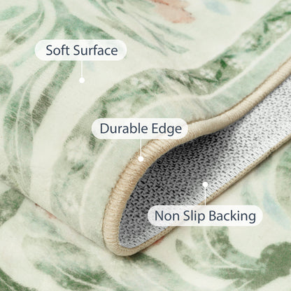 Lahome Decor Floral Living Room Rugs,Boho Area Rug for Bedroom Machine Washable Rug- Non-Slip Soft Indoor Carpet, Stain Resistant Low Pile for Farmhouse,Dining Room,Office