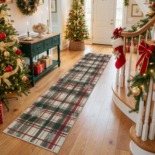 Lahome Christmas Rug,Area Rugs, Rugs for Living Room, Non-Slip Washable Rugs Stain Resistant Checkered Rug Xmas Holiday Throw Rug for ‎Dining Room Office
