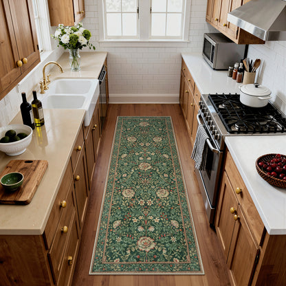 Lahome Non-Slip Washable Area Rug, Boho Floral Vintage Low-Pile Carpet for Living Room Bedroom Dining Room and Office, Stain Resistant Soft Indoor Mat