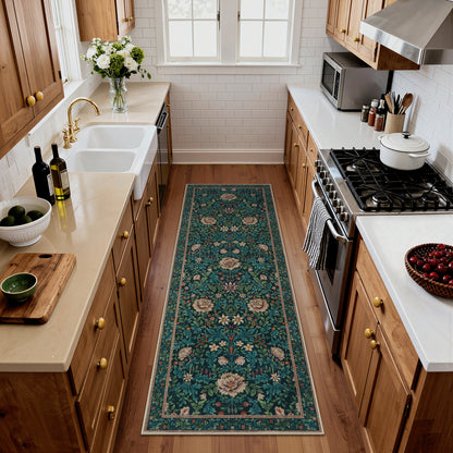 Lahome Non-Slip Washable Area Rug, Boho Floral Vintage Low-Pile Carpet for Living Room Bedroom Dining Room and Office, Stain Resistant Soft Indoor Mat