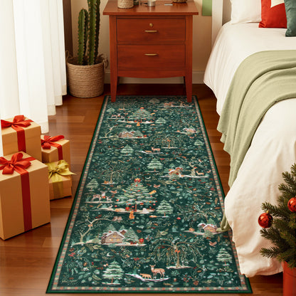 Wonnitar Christmas Washable Rug, Non Slip Christmas Entryway Area Rug, Soft Xmas Living Room Throw Rug, Ultra Thin Indoor Floor Carpet for Kitchen Bedroom Holiday Decor