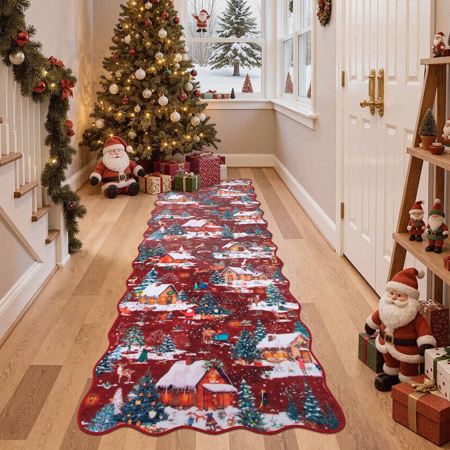 Lahome Decor Christmas Area Rug,Washable Rug For Living Room Bedroom Kitchen Holiday Decor Bathroom Entryway Laundry Room Non-slip Soft Carpet