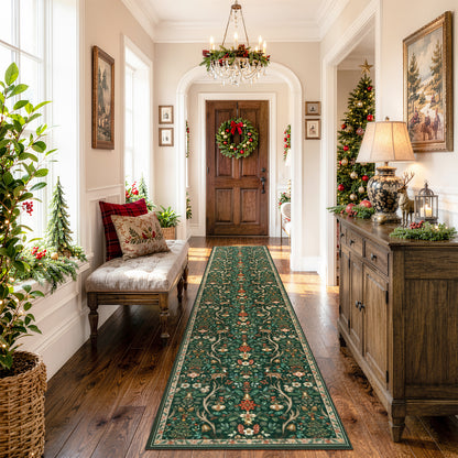 Lahome Christmas Area Rug, Vintage Holiday Washable Rugs for Living Room, Non-Slip Soft Large Carpet with Xmas Trees & Elk Design for Bedroom Dining Room Home Office Nursery