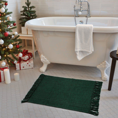 SUNDEREY Christmas Hallway Runner Rug, Washable Kitchen Rug, Cotton Woven Reversible Entryway Rug, Holiday Xmas Decor Boho Rug Low-Pile Throw Rug for ‎Dining Room Office,Green&Black