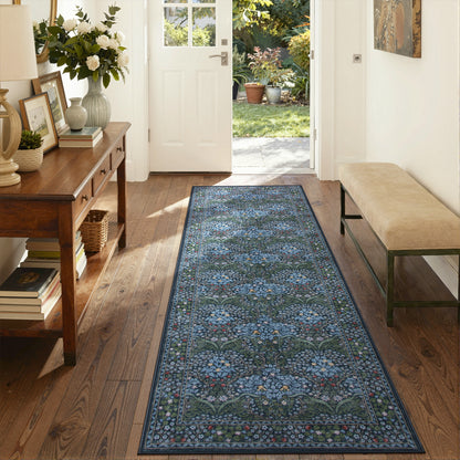 Lahome Floral Area Rugs – Soft Washable for Living Room & Bedroom, Boho Non Slip Low Pile Large Throw Carpet, Forest Stain Resistant, Ideal for Farmhouse Dining Room Office