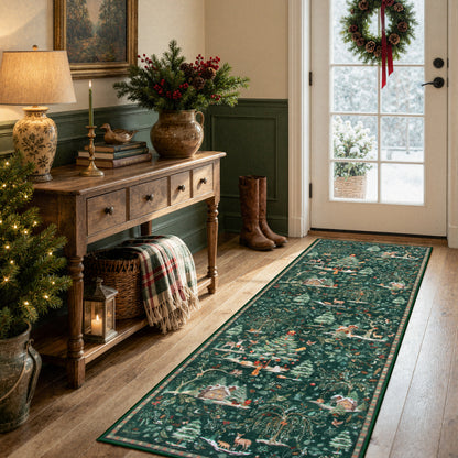 Wonnitar Christmas Washable Rug, Non Slip Christmas Entryway Area Rug, Soft Xmas Living Room Throw Rug, Ultra Thin Indoor Floor Carpet for Kitchen Bedroom Holiday Decor