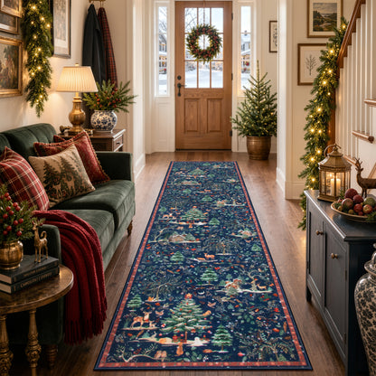 Wonnitar Christmas Washable Rug, Non Slip Christmas Entryway Area Rug, Soft Xmas Living Room Throw Rug, Ultra Thin Indoor Floor Carpet for Kitchen Bedroom Holiday Decor