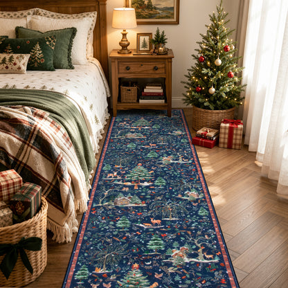 Wonnitar Christmas Washable Rug, Non Slip Christmas Entryway Area Rug, Soft Xmas Living Room Throw Rug, Ultra Thin Indoor Floor Carpet for Kitchen Bedroom Holiday Decor