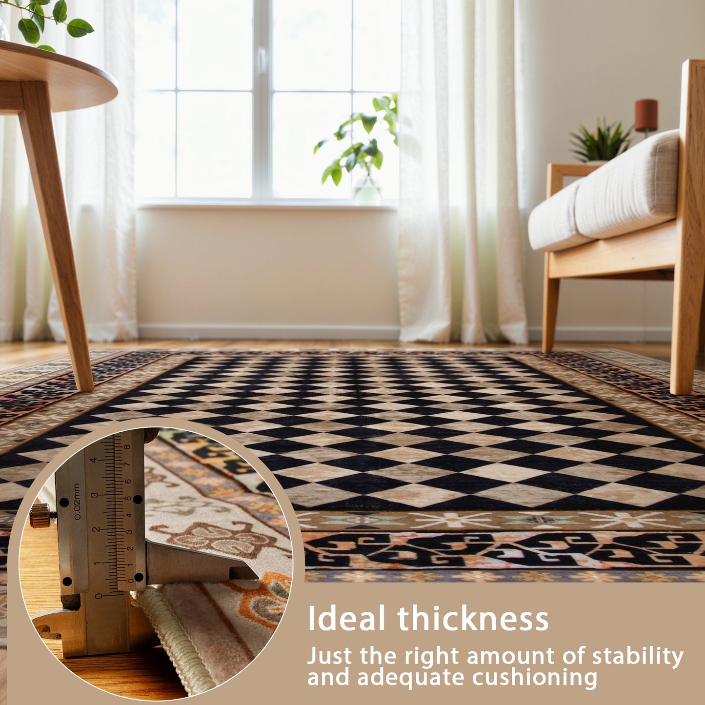 RUG ROBOT Washable Checkered Entryway Rugs, Non Slip Door Mat Indoor Entrance, Soft Stain Resistant Kitchen Mats for Floor, Small Throw Rug for Bathroom Entryway Bedroom