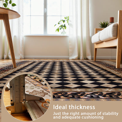 RUG ROBOT Washable Checkered Entryway Rugs, Non Slip Door Mat Indoor Entrance, Soft Stain Resistant Kitchen Mats for Floor, Small Throw Rug for Bathroom Entryway Bedroom