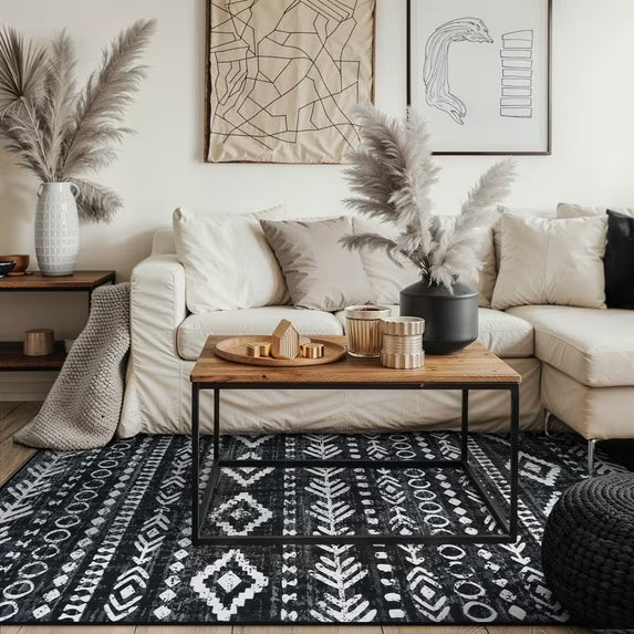 Moynesa Washable Kitchen Entrance Rug Non Slip, Entryway Rugs Soft Area Rugs for Living Room, Farmhouse Moroccan Small Carpet for Bathroom Beside Office