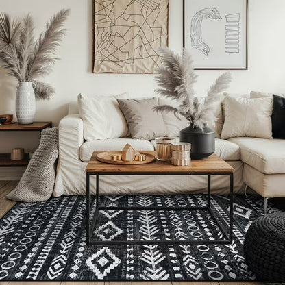 Moynesa Washable Kitchen Entrance Rug Non Slip, Entryway Rugs Soft Area Rugs for Living Room, Farmhouse Moroccan Small Carpet for Bathroom Beside Office
