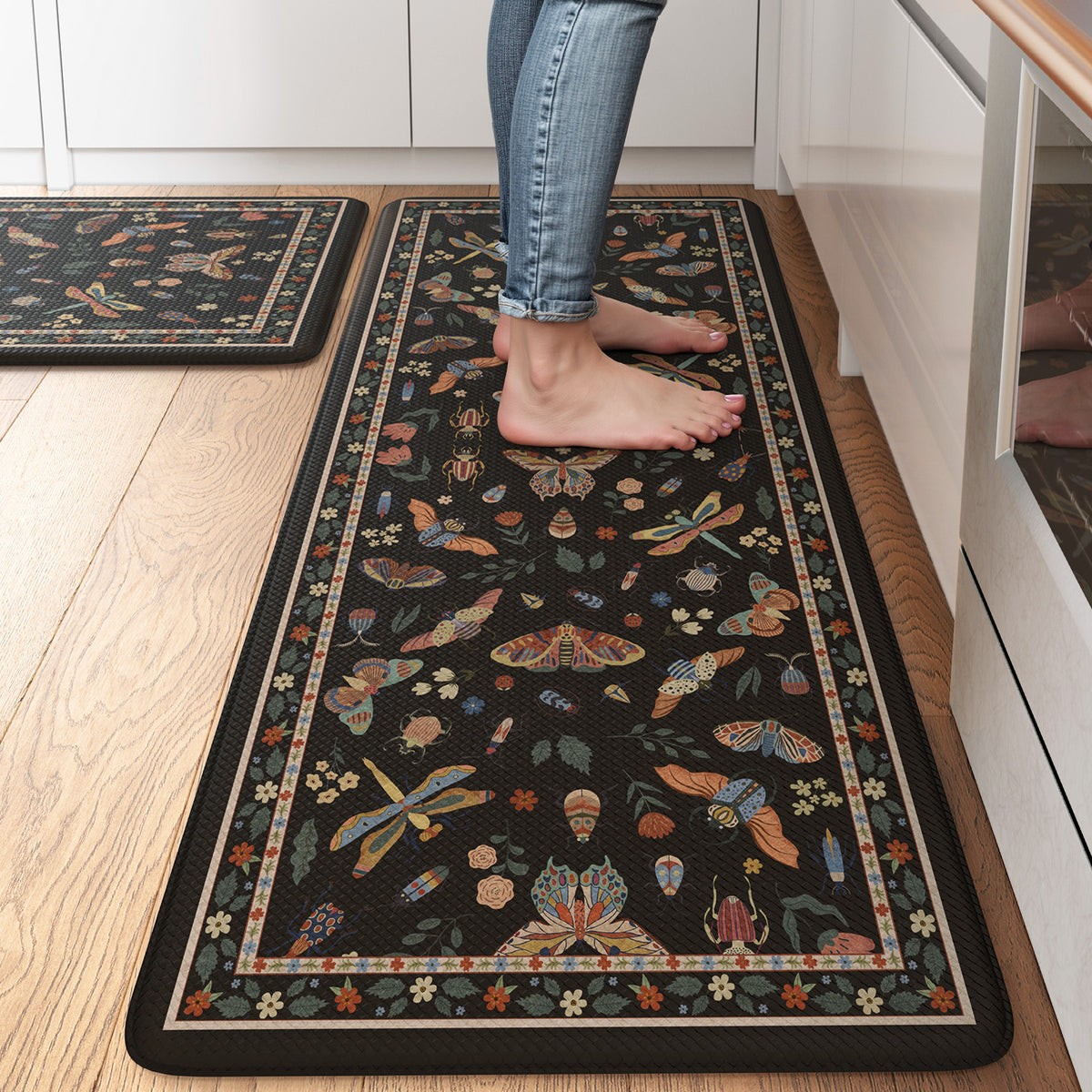 Wonnitar Kitchen Mats for Floor, Anti Fatigue Runner Rug 2 Piece Set, Non Slip Waterproof Cushioned Rug for Kitchen, Moth Comfort Standing Mat for Sink & Office